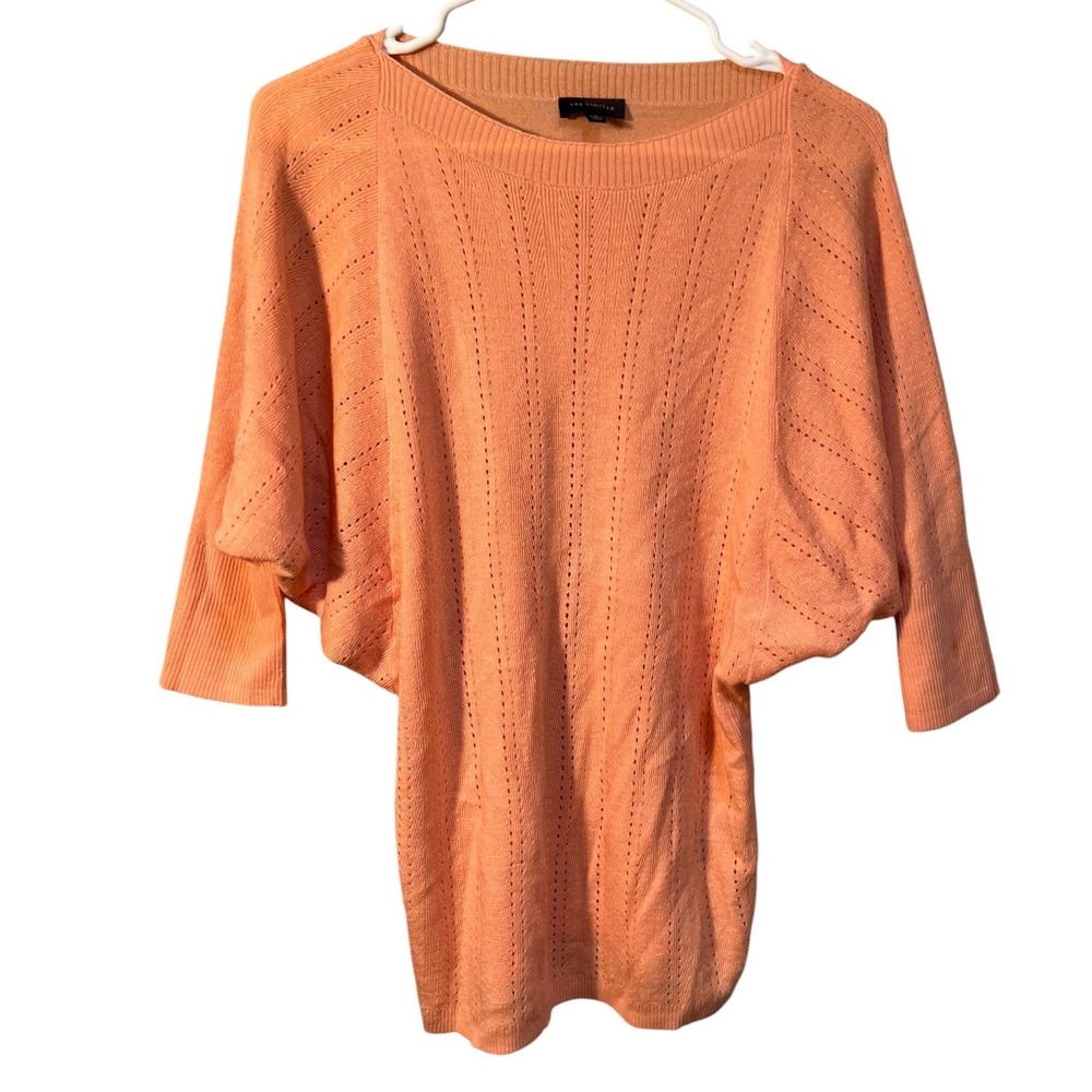 The Limited Womens Size Small Dolman Sleeve Sweater Orange Laser Cut Merino Wool